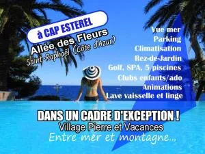 Dans un cadre d'exception, Vue mer panoramique à Agay Côte d'Azur, Village Vacances Cap Estérel, T2 avec jardin, golf, climatisation, Wifi, 5 piscines - Agay