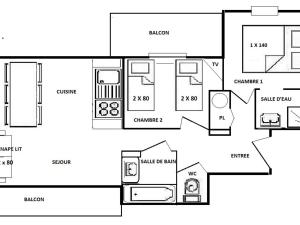 Appartements Appartement Villard-sur-Doron, 3 pieces, 8 personnes - FR-1-594-48 : photos des chambres