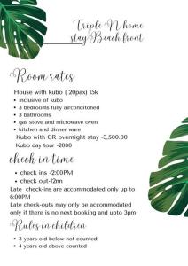 Triple N Homestay Beachfront House in Lobo