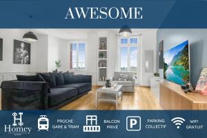 Appartements HOMEY AWESOME - Proche Gare et Tram - Centre-ville - Balcon prive - Parking collectif - Wifi gratuit : photos des chambres