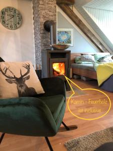 Hof Vierzehnender im Hohen Venn - 70qm Fachwerk-Studio - grosses Wohn-Schlafzimmer mit Dachterrasse und Kaminofen - separate Küche - perfekt für Paare - Monschau - Eifel - Hunde willkommen - Islandpferde