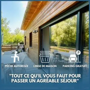 Chalet avec terrasse sur pilotis vue sur l'étang - Colline-Beaumont