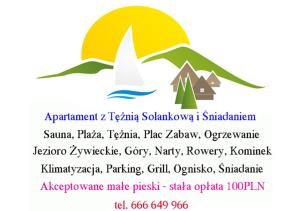 Apartament z Tężnią Solankową, Sauną, Kominkiem LED i Śniadaniem nad Jeziorem Żywieckim