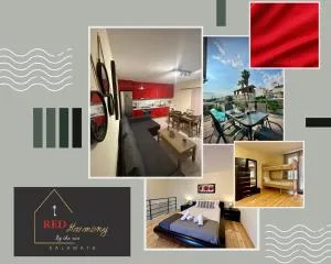 Red Harmony by the sea Pool and balcony - Akovítika