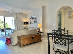 Blue House in Guadalmina Baja, with a large terrace overlooking the Golf