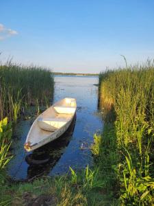 Okuninka Domek nad brzegiem jeziora Białe