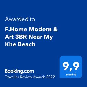 F.Home Modern & Art 3BR Near My Khe Beach