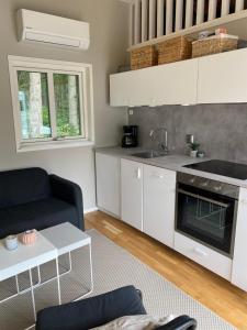 Modern stuga med 1 sovrum och 1 sovloft med stor terrass och vedeldad bastu mitt på Österlen