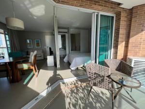 Estanconfor Santos Vista Mar com AC, Garagem, alto 23º andar