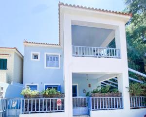 Blue Seaside House with Terrace