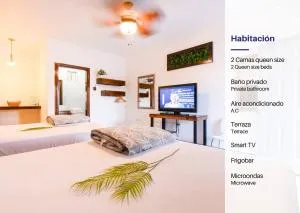 Habitación doble playa bonita-calle 13-bar. wow - Playa Encanto