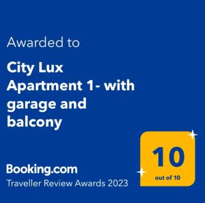 City Lux Apartment 1- with garage and balcony
