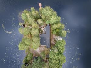 Hirsihuvila yksityisessä niemessä Petäjävedellä