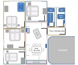 Für Gruppen und Familien - große Ferienwohnung Nähe Stadtpark, 4 Schlafzimmer, 2 Bäder, Terrasse, Parkplatz