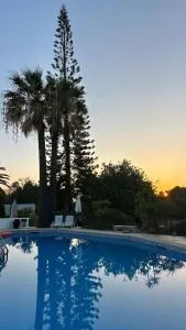 Studio de la Casa Paraiso avec, en plus, une terrasse privative extérieure semi couverte équipée d'un salon d'un coin repas d'une kitchenette, la grande piscine et les jardins sont partagés, à proximité des plages de FUSETA et de la RIA FORMOSA - Murtais