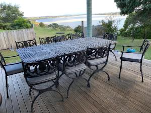 Large riverfront home with spa and stage