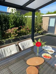 LUXUS Cube Ferienhaus Chalet am See mit Schwimmbad in Lathum NL