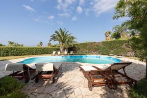 Amazing sunset with swimming pool