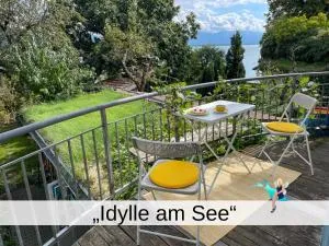 Idylle am See - idyllisch auf der Insel mit Balkon und Seesicht und direkter Seelage - Auf der Mauer