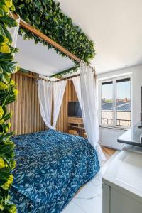 Appartements Proche Paris - Style Bali 350 m gare Mantes : photos des chambres