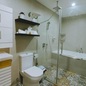 Davao Rental - AEON Towers Condo 1BR Suite 1Bathroom with Bathtub, Kitchen, Living Room