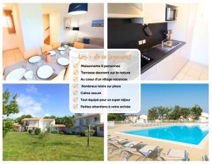 "LA BLEUE DES SABLES" Maison 8 personnes, dans village vacances, avec piscine accès gratuit