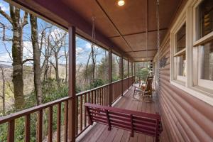 Log cabin on peaceful river