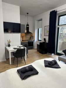Ferienwohnung Lorenz mit kostenlosem Parkplatz Boxspringbett Küche