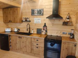 Luxury log cabin with wood fired hot tub