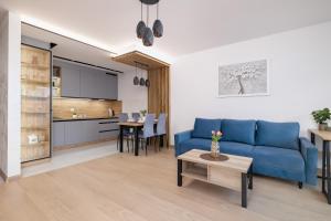 Dark Blue Apartment with Parking and Furnished Balcony in Kraków by Renters