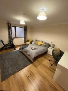 New city flat, 3 x double bed en-suite bedrooms, private kitchen & lounge, free private parking & own workspaces