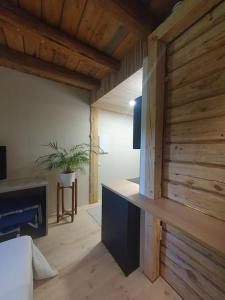 Pieni asunto maalla navettarakennuksessa.