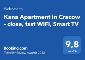Kana Apartment Kraków Pomorska - close, fast WiFi, Smart TV