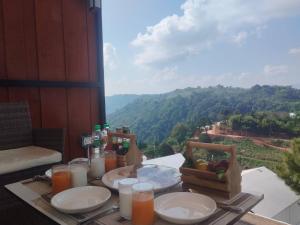 Green bus view inside hills khaokho