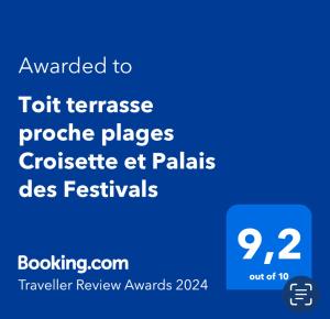 Toit terrasse proche plages Croisette et Palais des Festivals