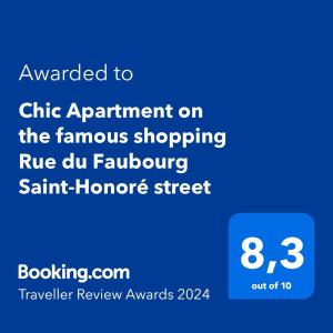 Chic Apartment on the famous shopping Rue du Faubourg Saint-Honoré street