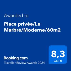 Le Marbré design 60m2, 2 Stars, Free parking