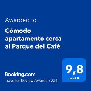 Cómodo apartamento cerca al Parque del Café