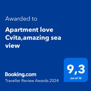 Apartment love Cvita,amazing sea view