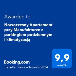 Nowoczesny Apartament przy Manufakturze z parkingiem podziemnym i klimatyzacją