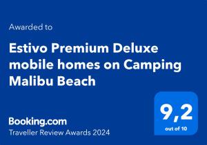 Estivo Premium Deluxe mobile homes on Camping Malibu Beach