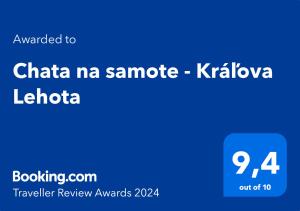 Chata na samote - Kráľova Lehota