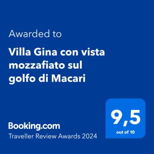 Villa Gina con vista mozzafiato sul golfo di Macari