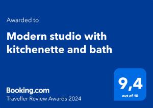 Modern studio with kitchenette and bath