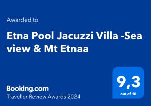 Etna Pool Jacuzzi Villa -Sea view & Mt Etnaa