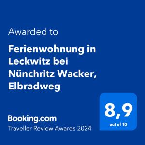 Ferienwohnung in Leckwitz bei Nünchritz Wacker, Elbradweg