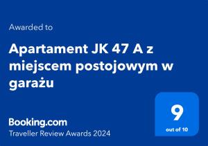 Apartament JK 47 A z miejscem postojowym w garażu