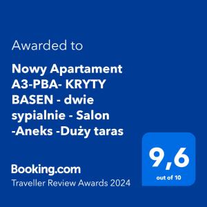 Nowy Apartament A3-PBA- KRYTY BASEN - dwie sypialnie - Salon -Aneks -DuÅ¼y taras