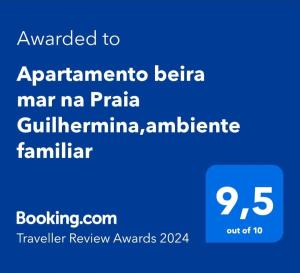 Apartamento beira mar na Praia Guilhermina,ambiente familiar