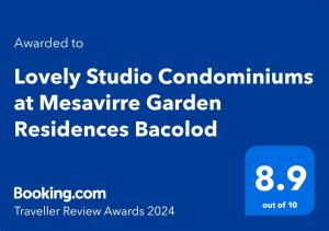 Lovely Studio Condominiums at Mesavirre Garden Residences Bacolod
